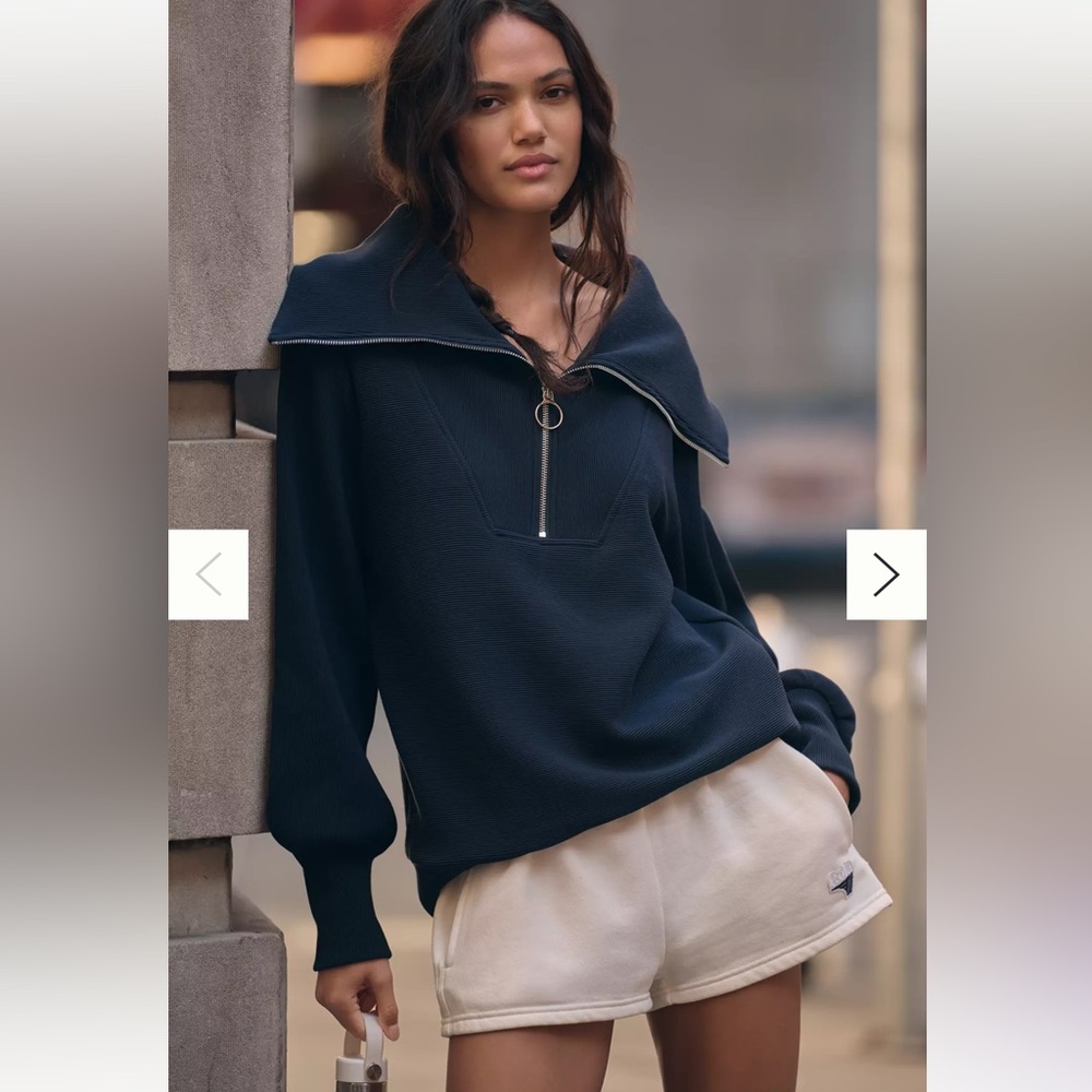 Vine Navy Half-Zip Top